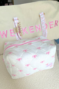 Pink Bows X-Large Embroidered Makeup Bag