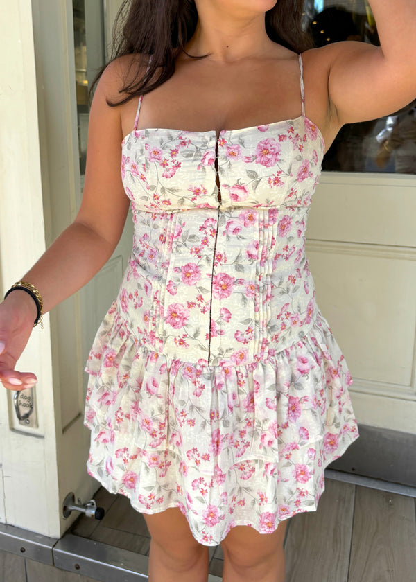 Izabelle Pink Floral Mini Dress