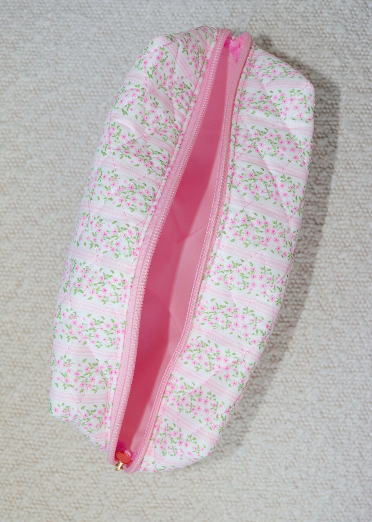 Pink Floral Print Makeup Bag