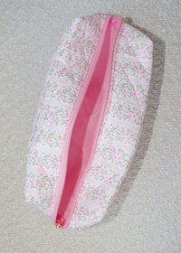 Pink Floral Print Makeup Bag
