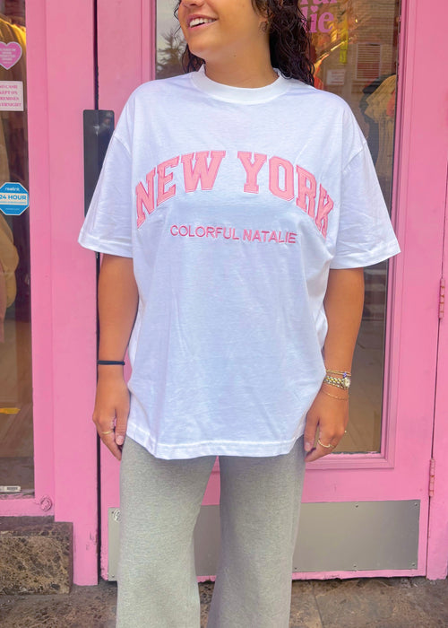 Embroidered NY Heavyweight White T-Shirt