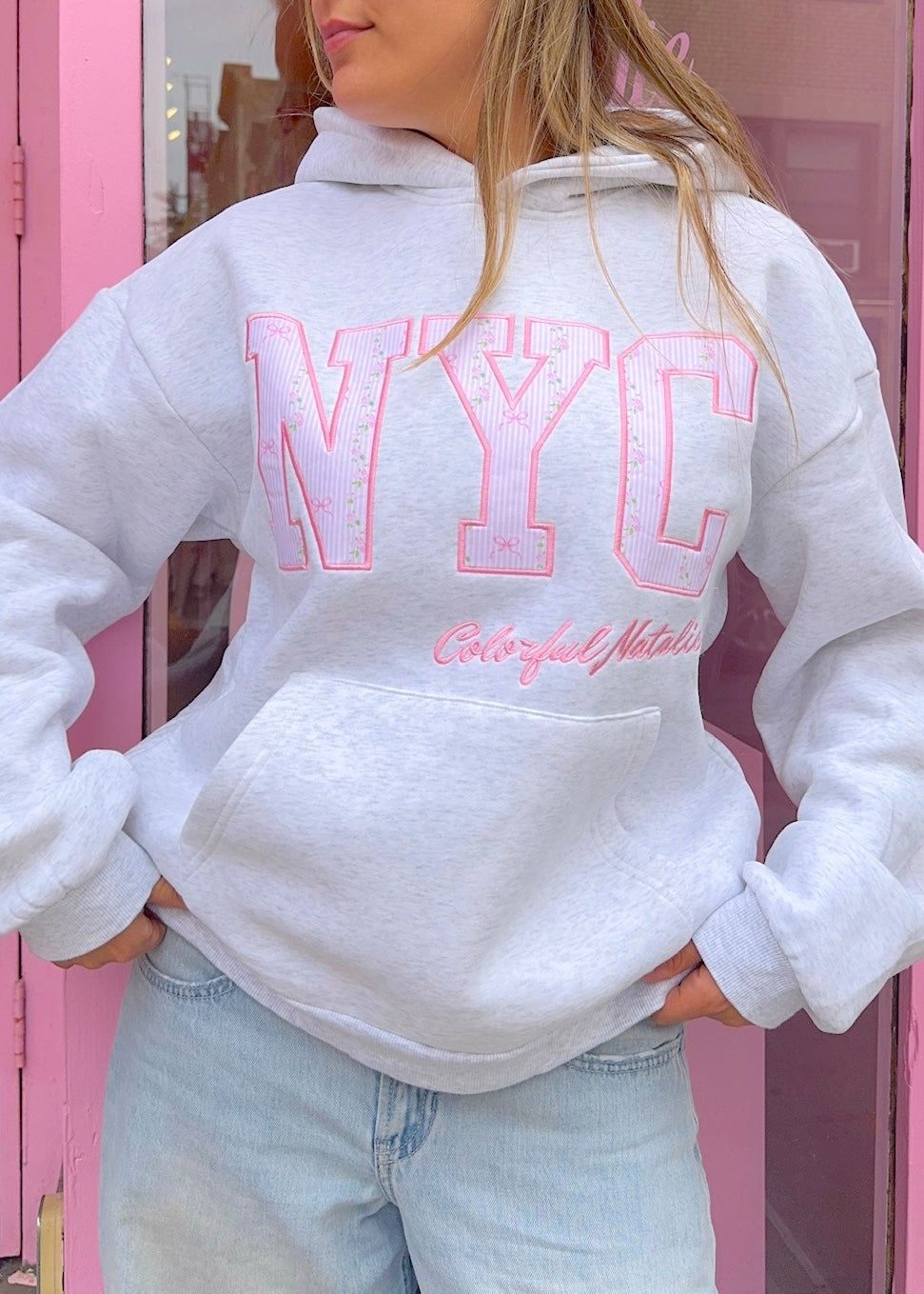 NYC Graceful Flowers Embroidered Hoodie