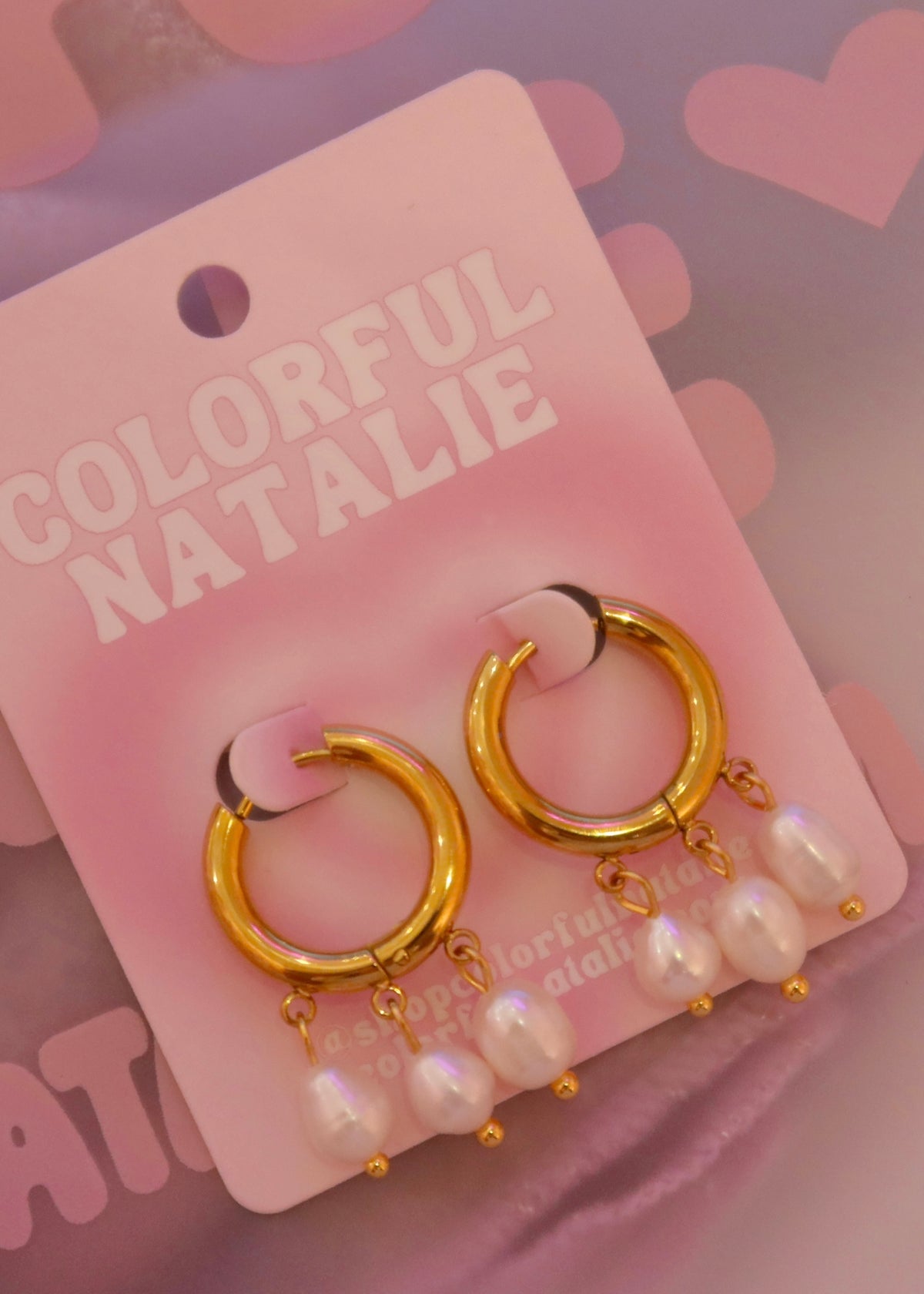 Gold Pearl Dangling Huggies