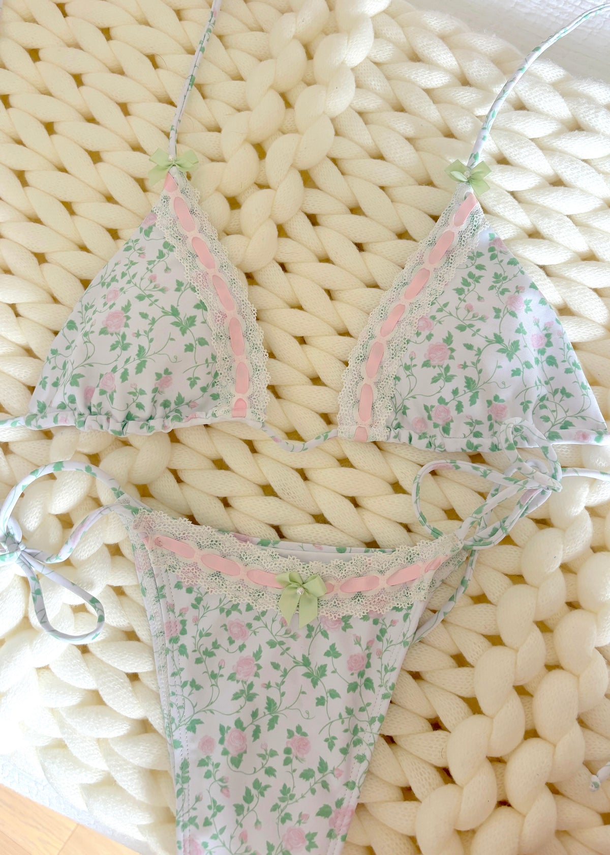 Roses and Vines String Bikini Top