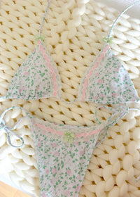 Roses and Vines String Bikini Top