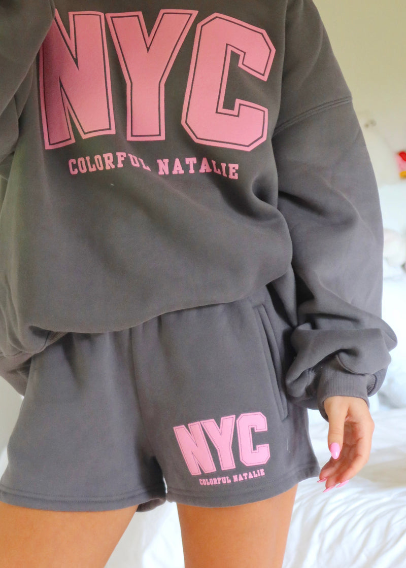 NYC Graphite High-Waist Shorts