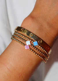 14k Gold Filled Opal Mini Clover Clasp Bracelet