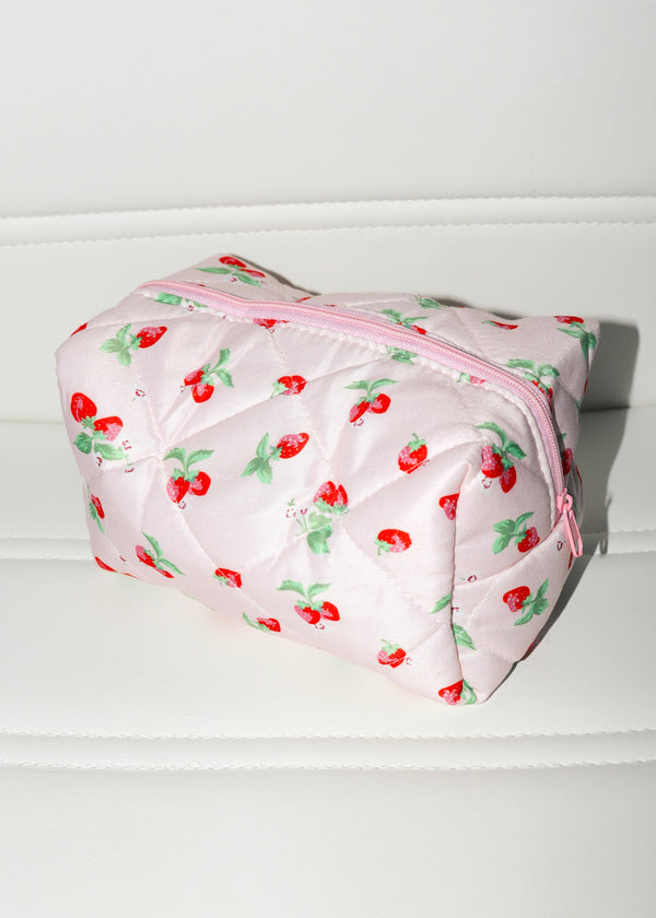 Pink Strawberry Makeup Bag