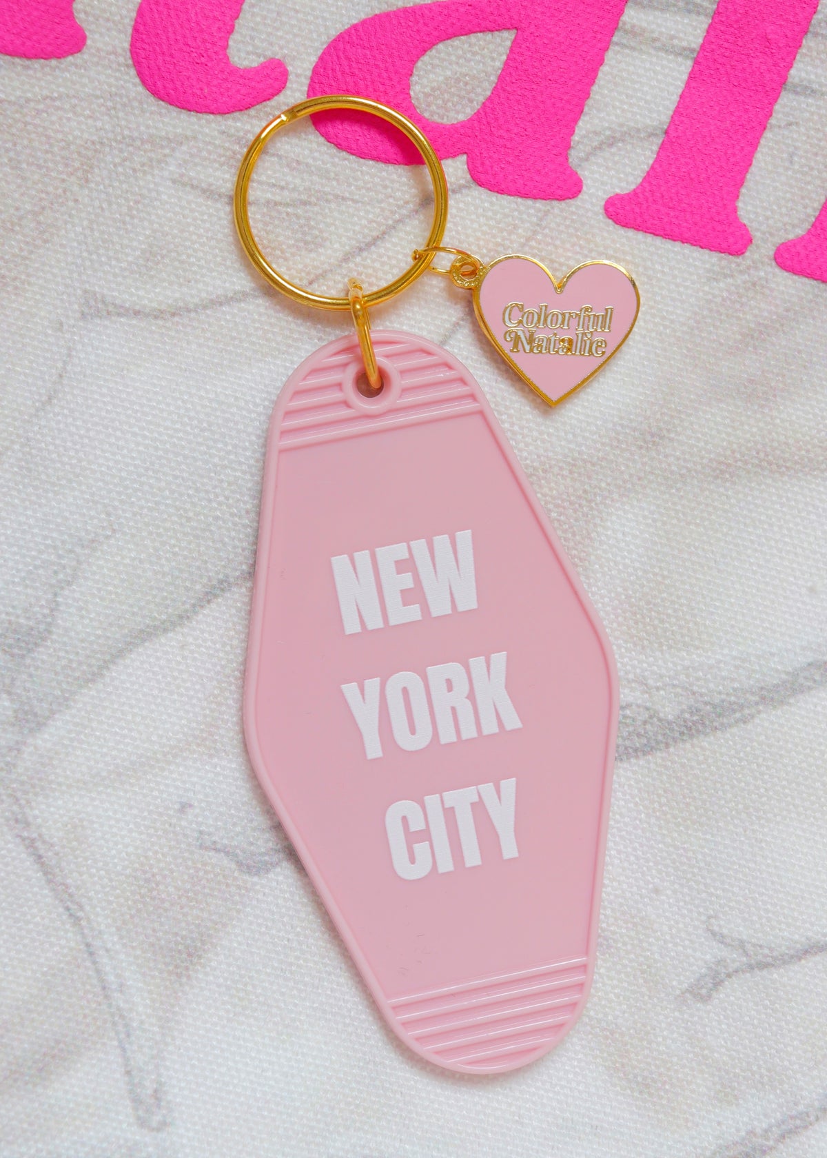 New York City Light Pink Motel Keychain