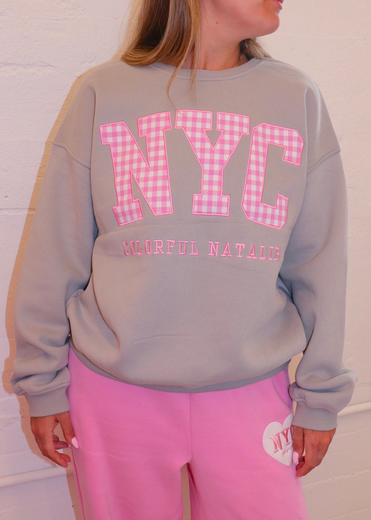 Charcoal Gingham NYC Crewneck