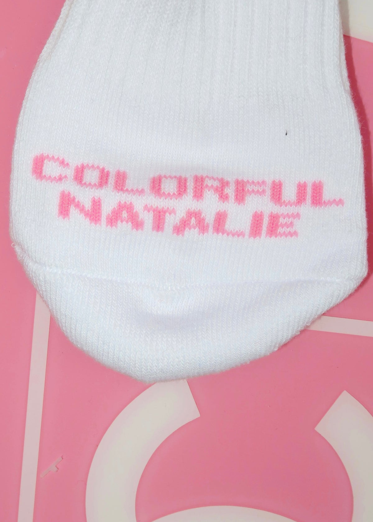 New York Pink Embroidered Sock