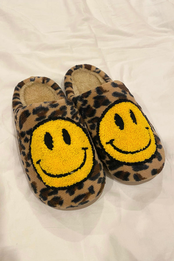 Leopard Yellow Smiley Slippers