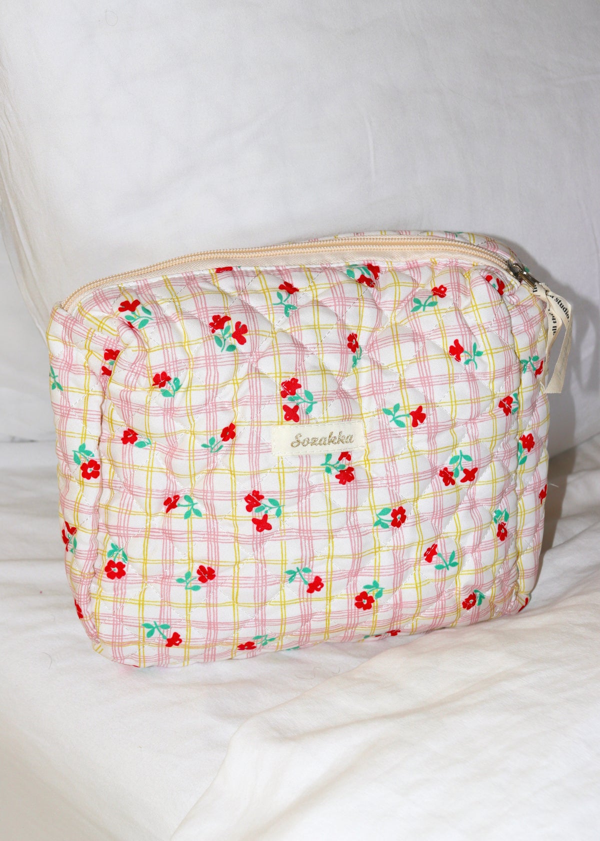 Red Flowers Medium Makeup Bag