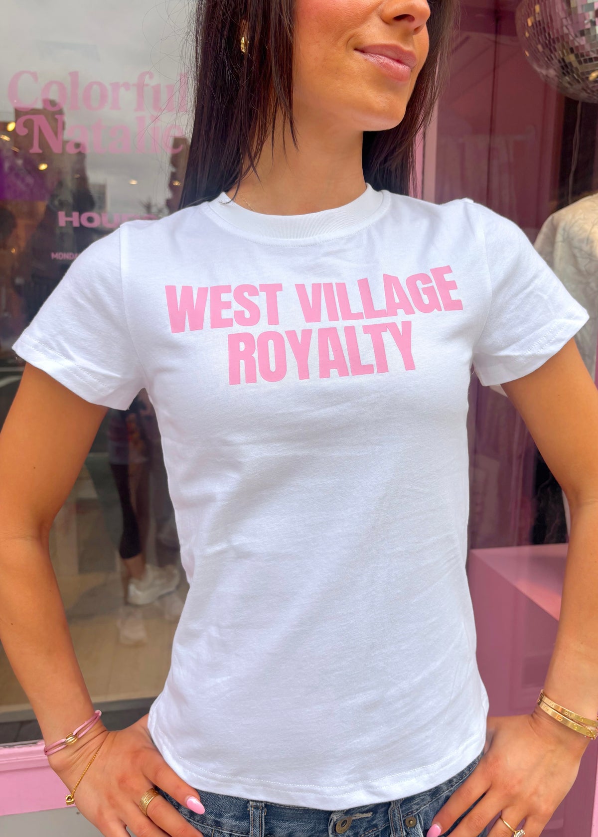 West Village Royalty White Baby Tee
