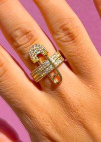 Safety Pin Gold Ring