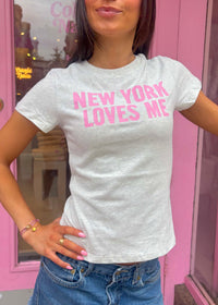 New York Loves Me Grey Baby Tee