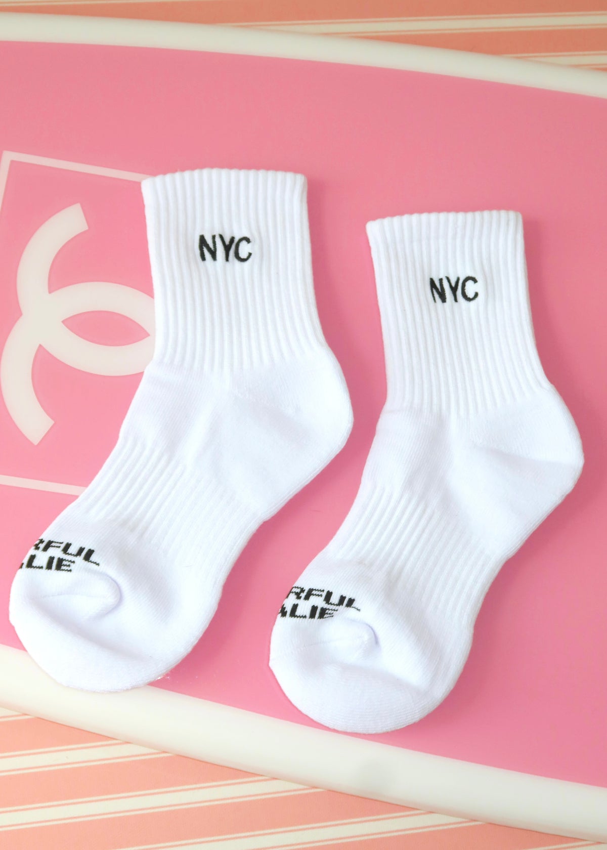 NYC Black Embroidered Sock