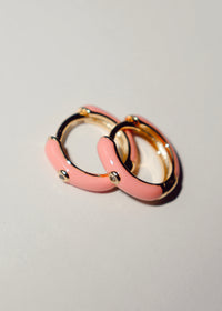 18k Gold Pink Hoops