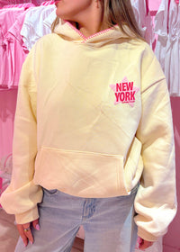 New York Star Cream Stitched Puff Hoodie