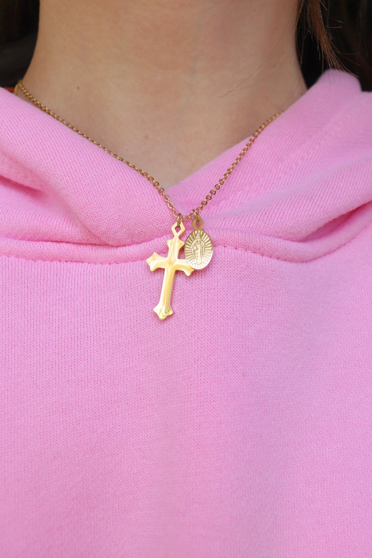 Gold Charm Cross Necklace