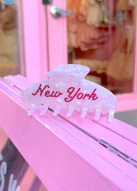 New York Pink Studded Marble Hair Clip