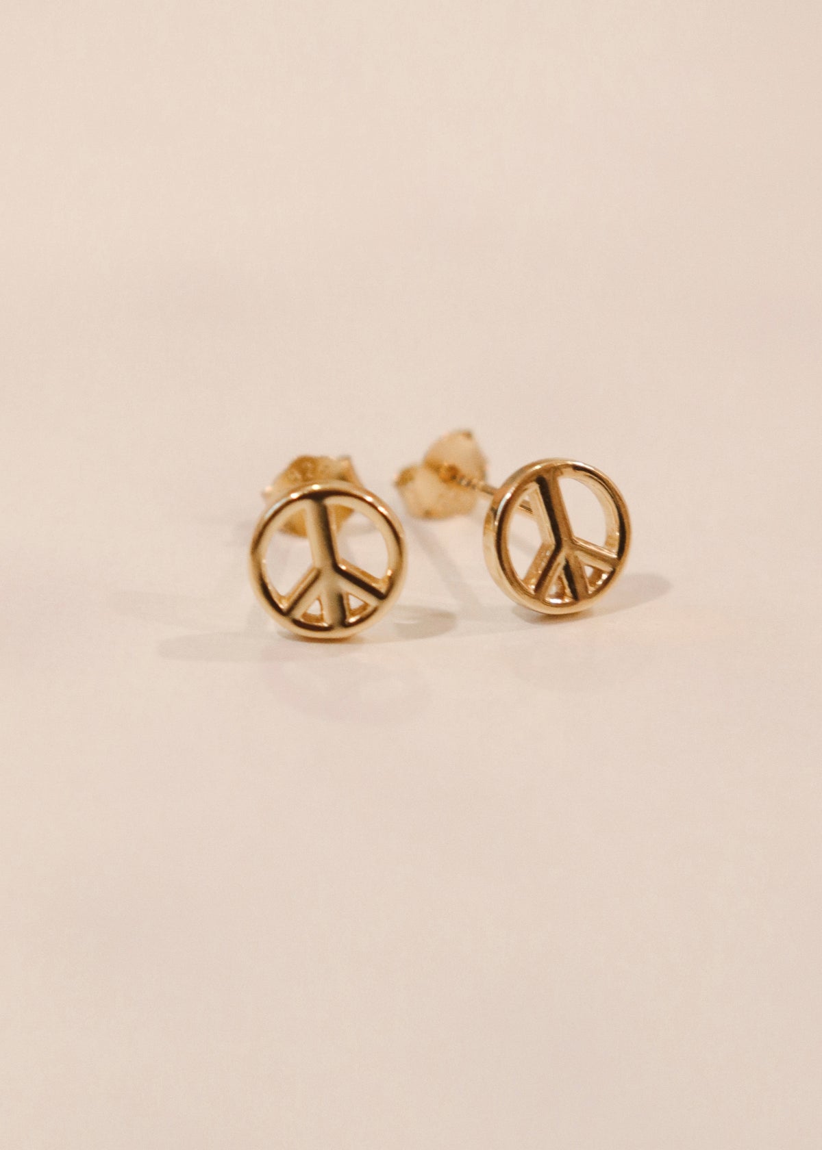 18k Gold Peace Sign Studs