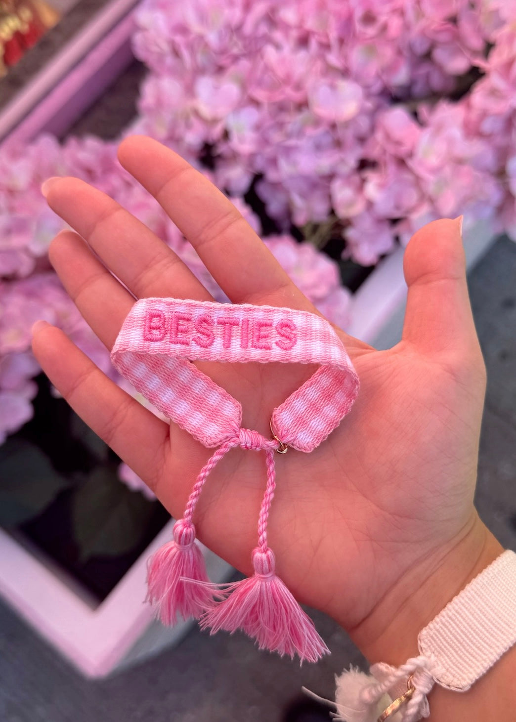 Besties Pink Woven Bracelet