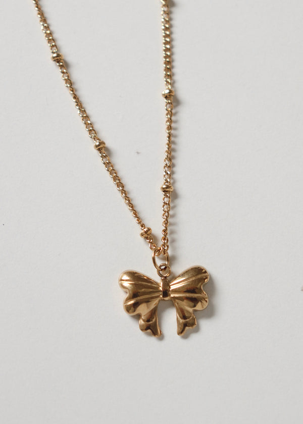 18k Gold Bow Necklace
