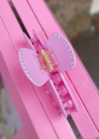 Pink Heart CZ Hair Clip