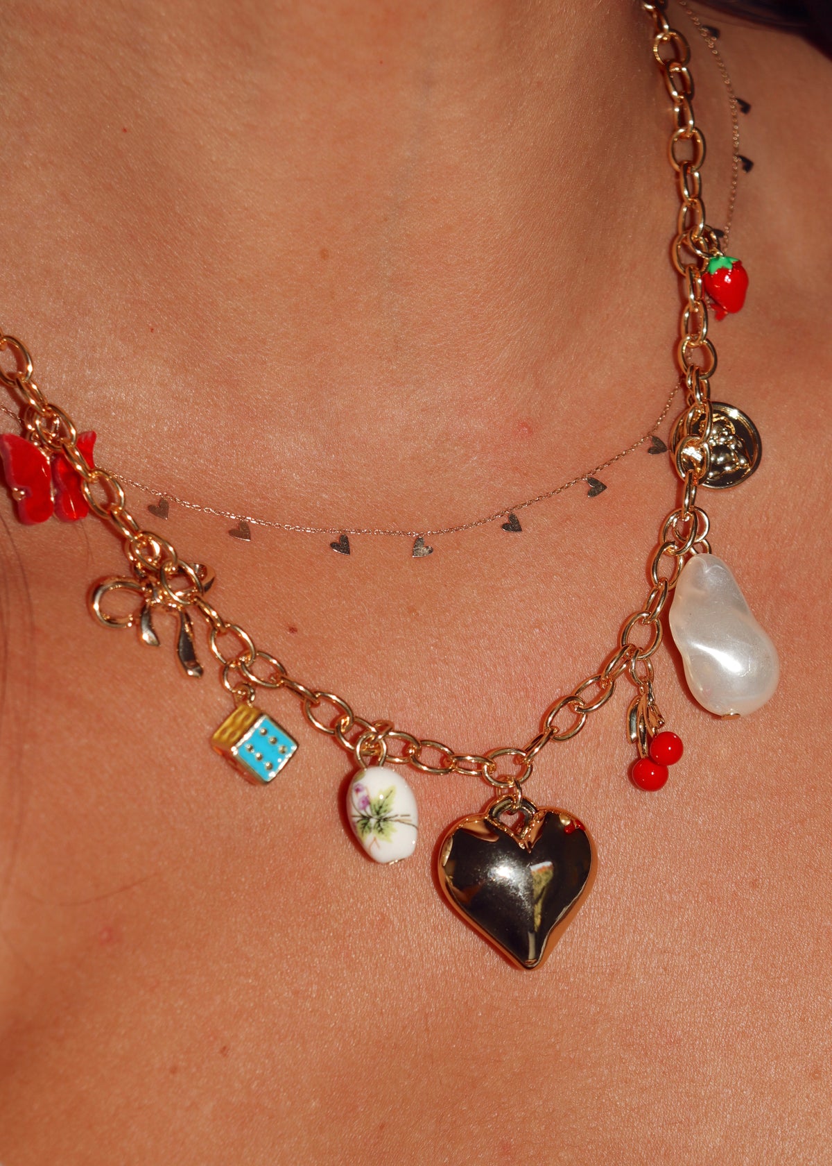 Red Hot Heart Charm Necklace