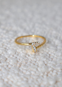 Gold CZ Nail Thin Twist Ring