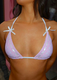 Polly Pink Polka Dot String Bikini Top