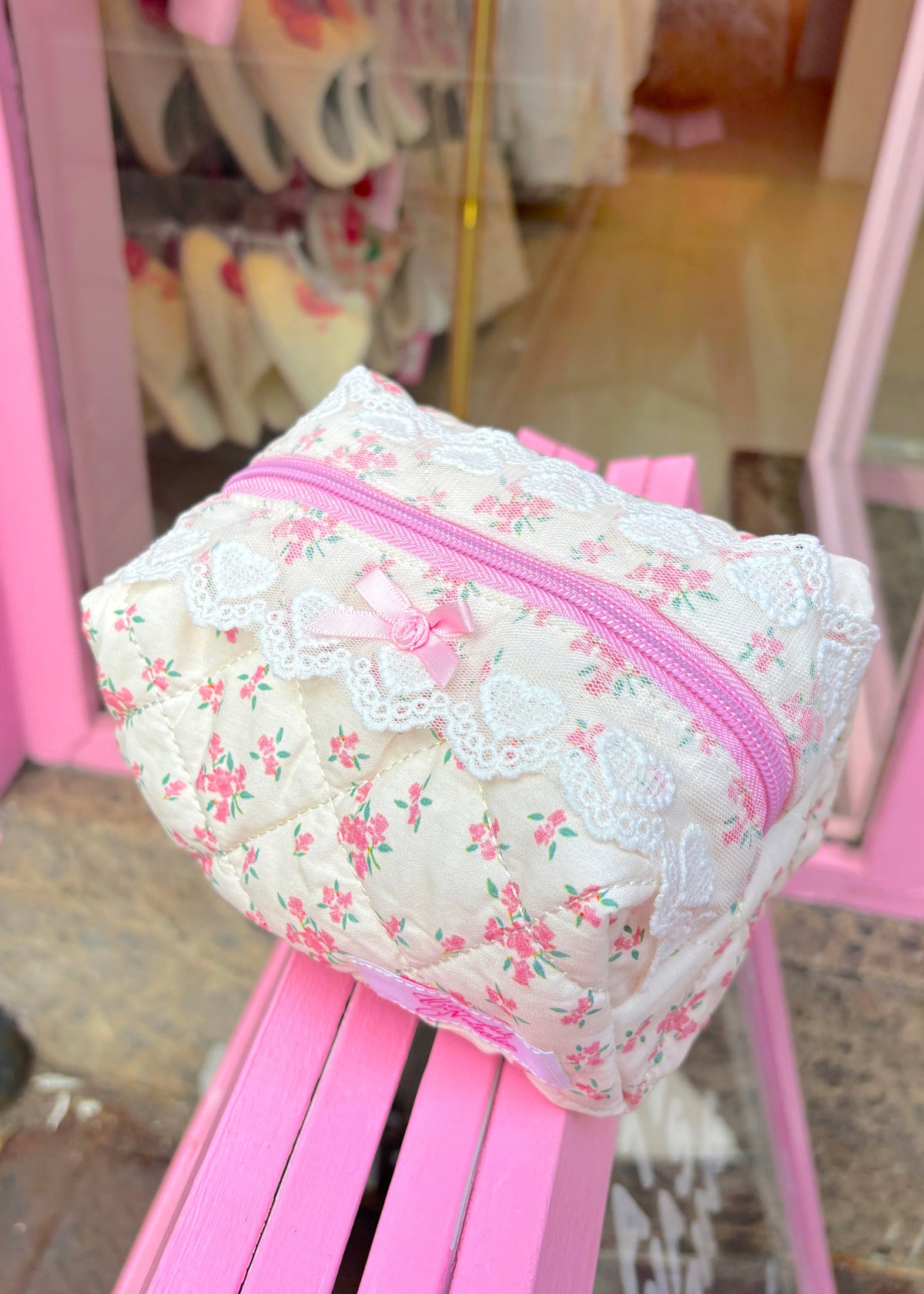 Hearts On Florals Makeup Bag