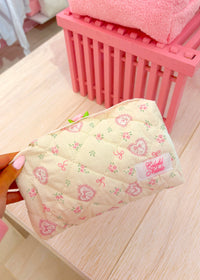 Pink Coquette Bows Makeup Bag