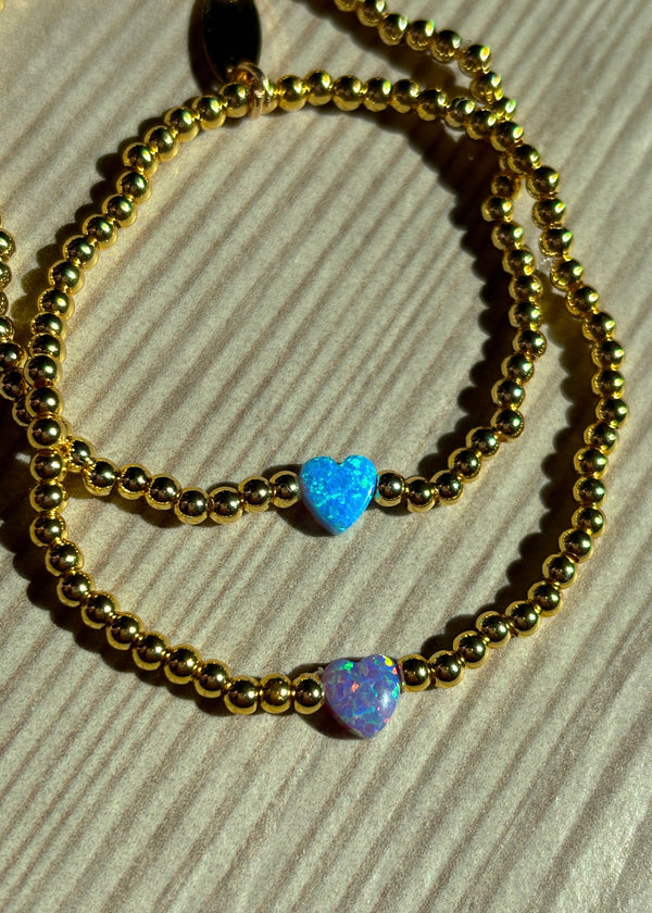 Opal Small Heart 18k Gold Bracelet