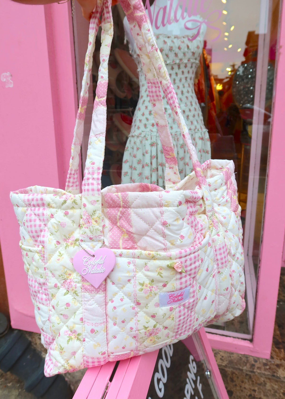 Pink Quilted Patchwork Tote