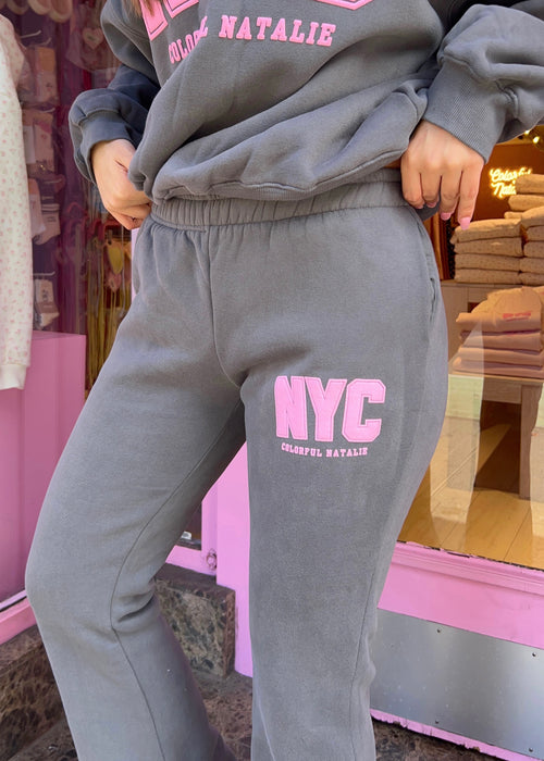 NYC Graphite Puff Print Sweatpants