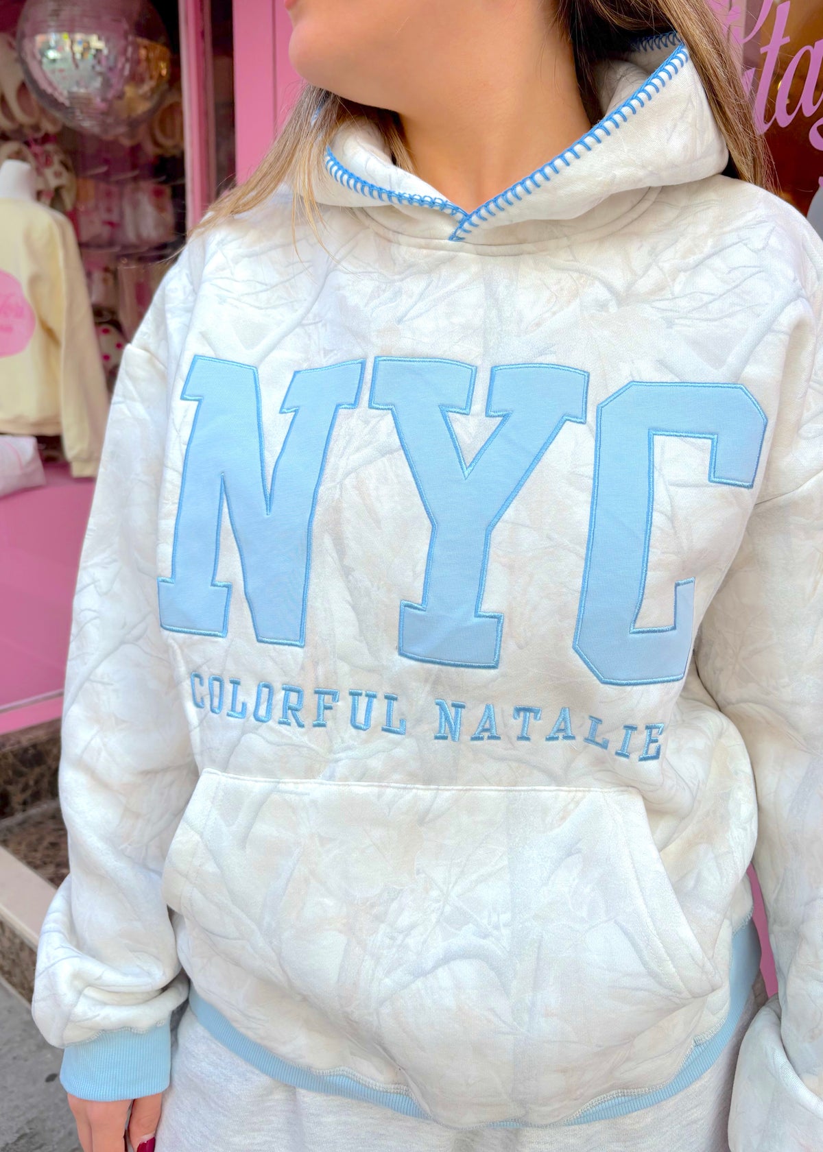 Blue Camo Embroidered NYC Hoodie