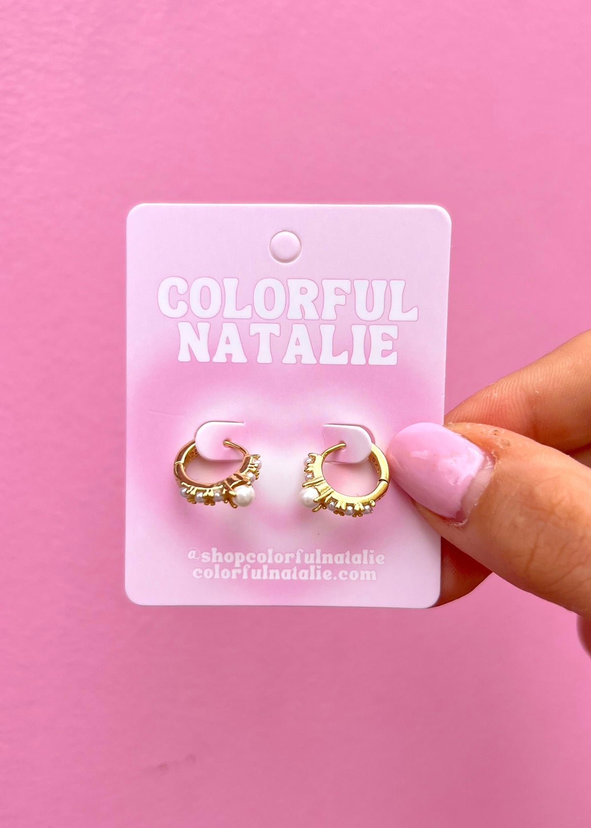 18k Gold Pearl Lined Huggies