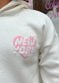 Preorder: New York Heart White Puff Hoodie