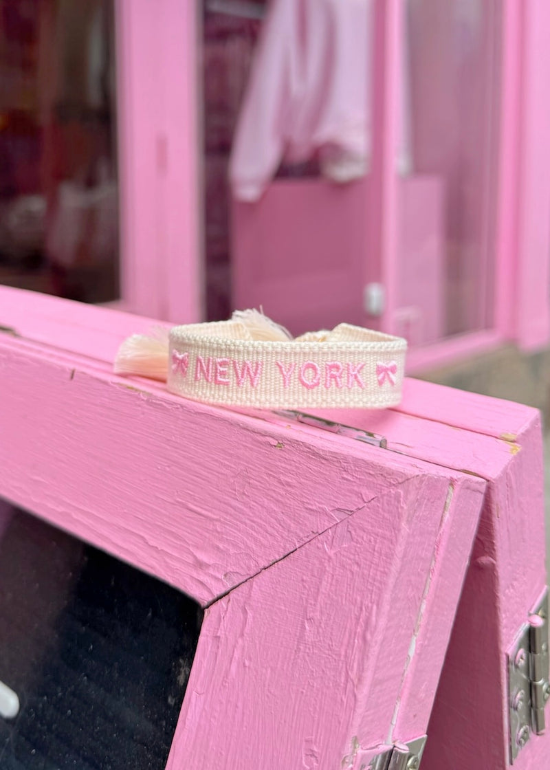 New York Pink Embroidered Bracelet