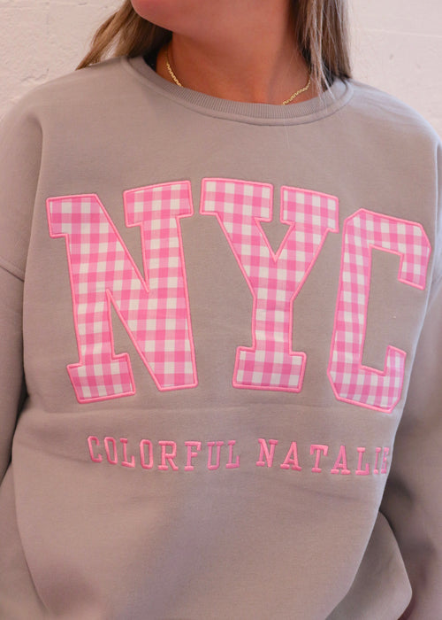 Charcoal Gingham NYC Crewneck