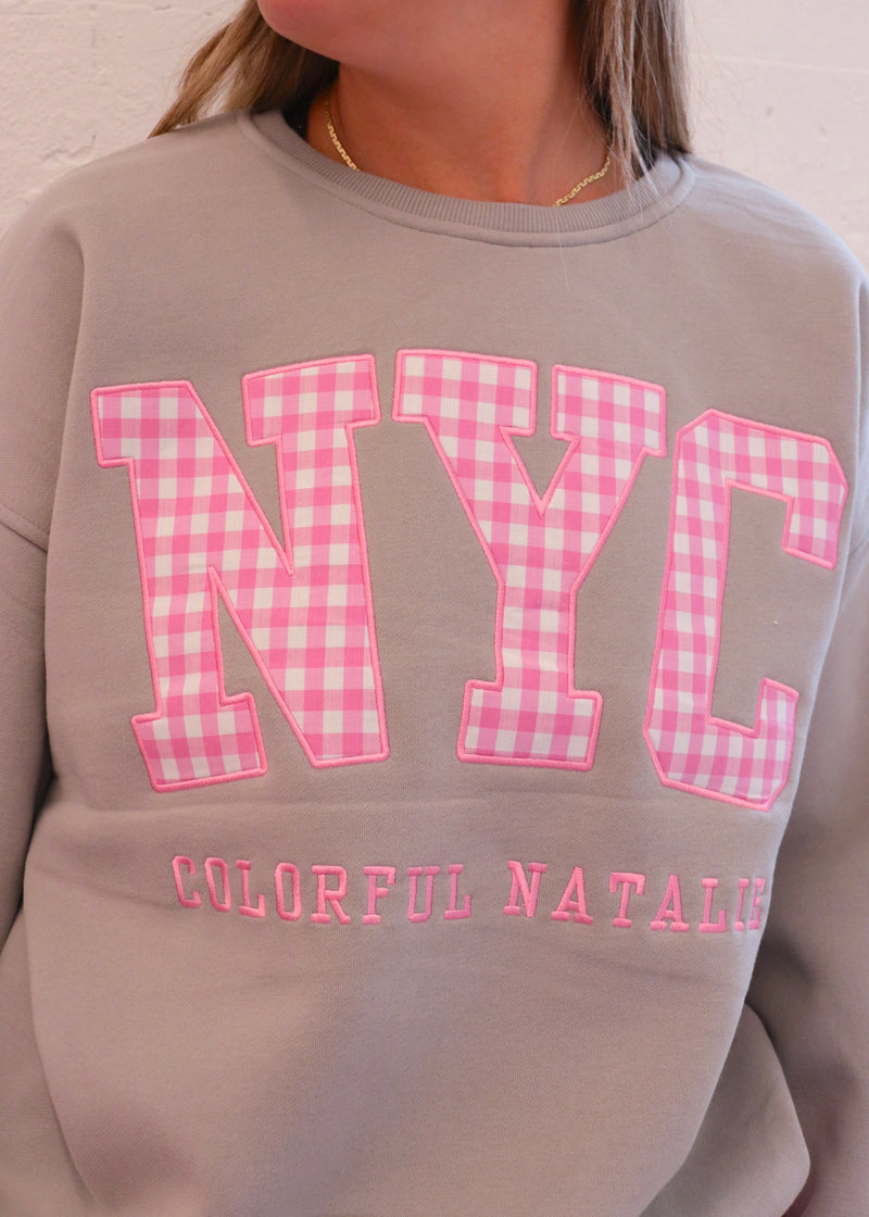 Charcoal Gingham NYC Crewneck