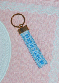 New York Blue Embroidered Keychain