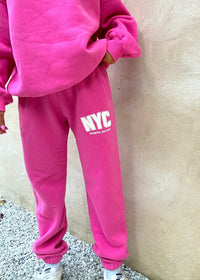 NYC Fuchsia Puff Print Sweatpants