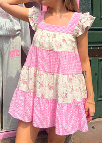 Amberlyn Pink Tiered Mini Dress