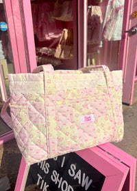 Pink Bows and Flowers Patchwork Tote