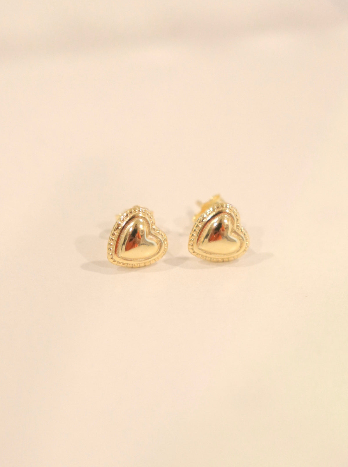 18k Gold Heart Charm Studs