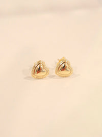 18k Gold Heart Charm Studs