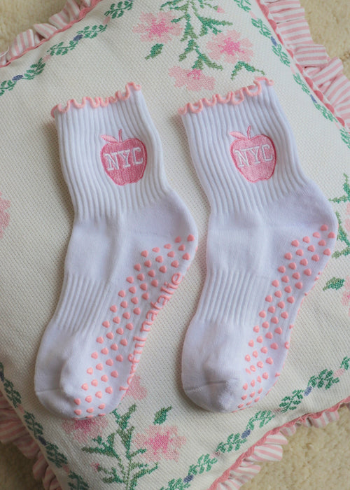 NYC Pink Apple Grip Socks